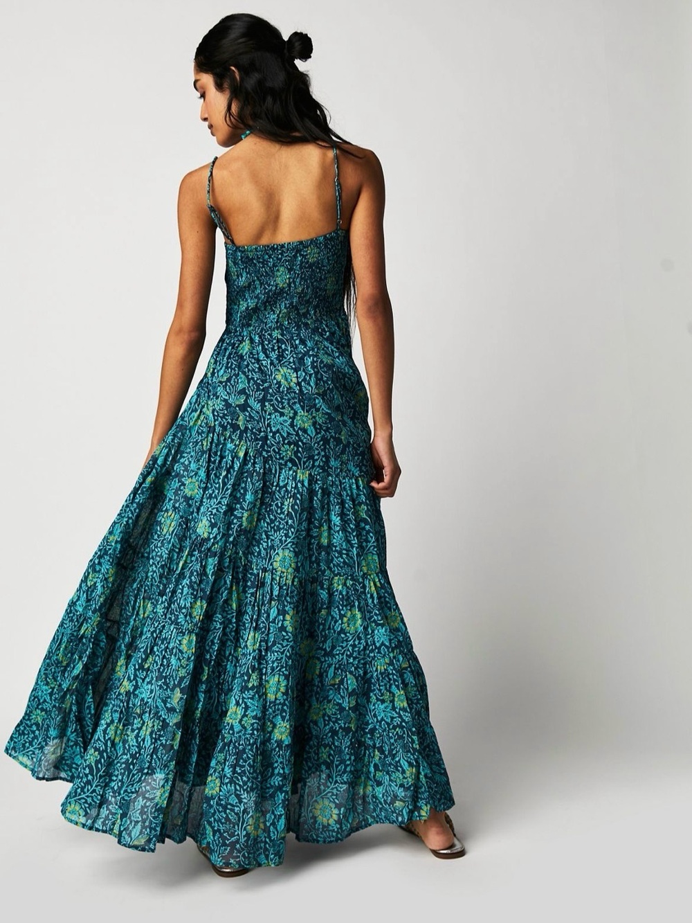 Smocked Bodice Free People Floral Maxi Dress - Picture 2 of 5